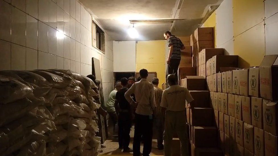 Boxes of aid delivered to Darayya in Syria - 9 June 2016