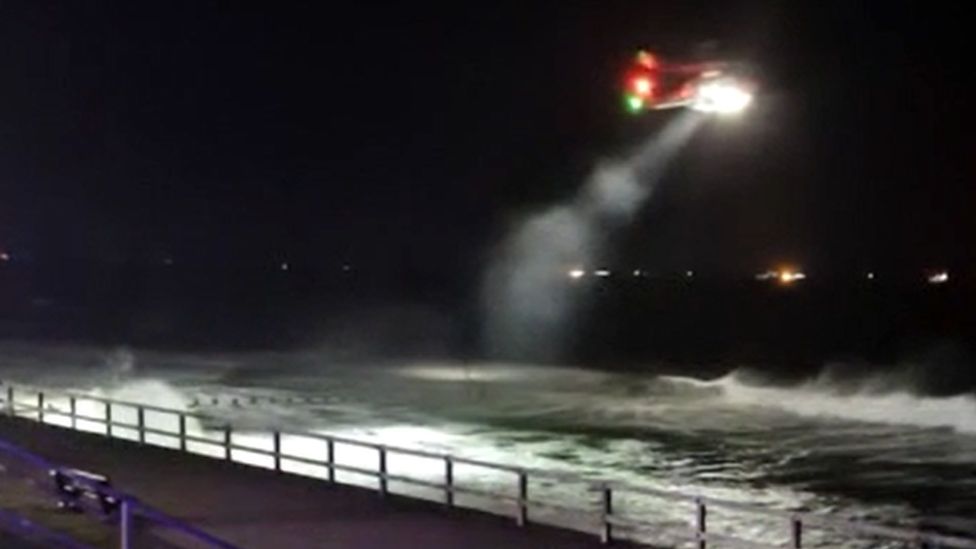 Helicopter over Aberdeen beach