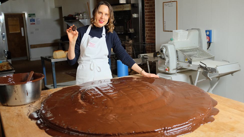 Frances Quinn with the record-breaking Jaffa Cake