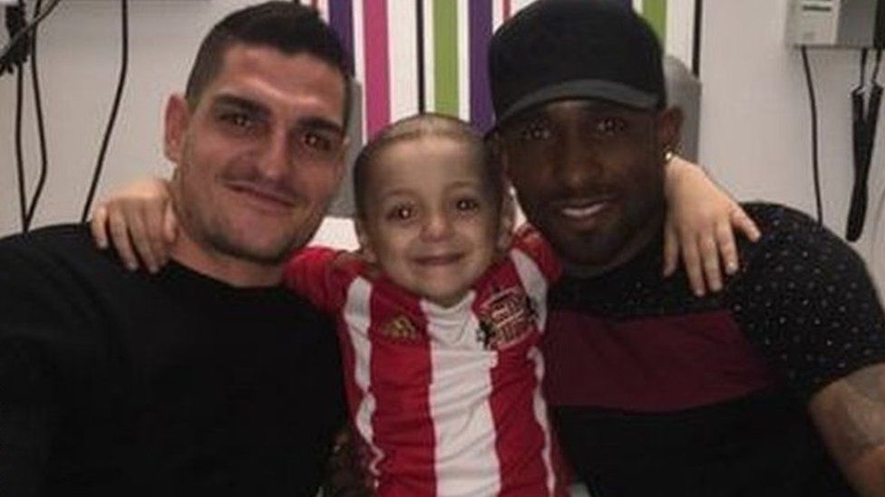 Vito Mannone Bradley Lowery and Jermain Defoe