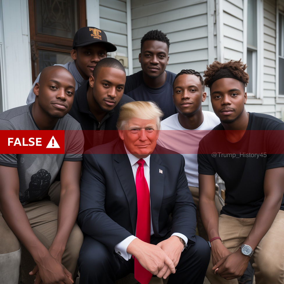 AI generated image of Trump with black supporters
