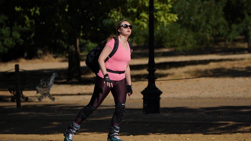 A woman roller skating in Hyde Park on 10 August