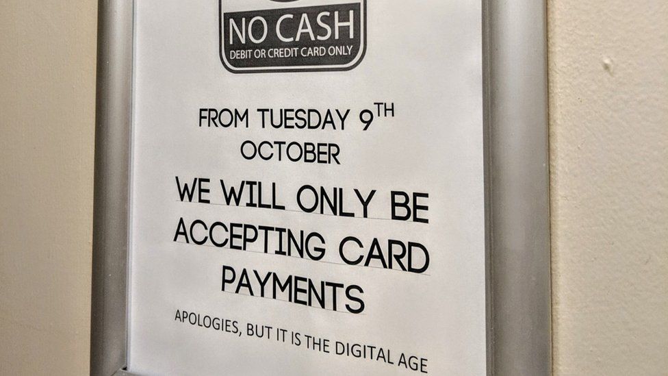 Pub notice announcing switch to card payments only