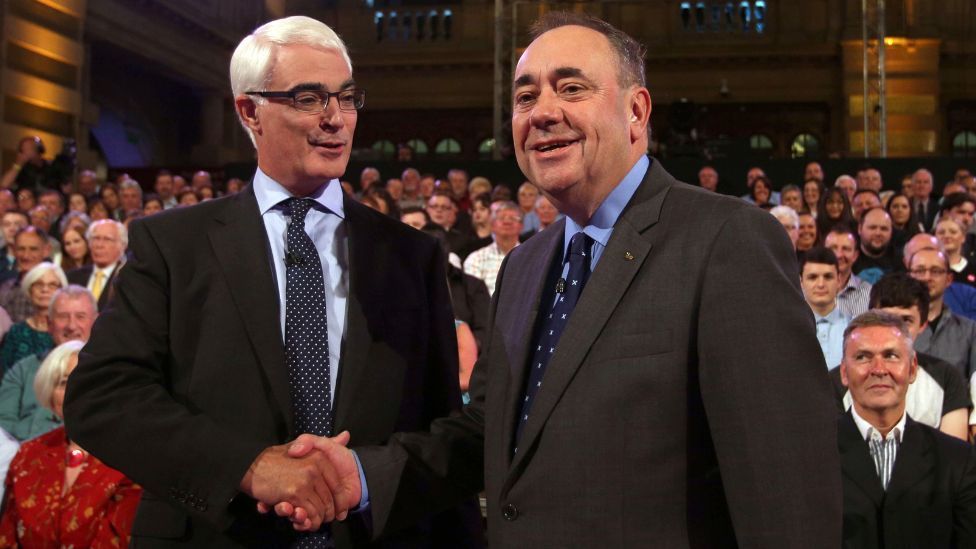 Alistair Darling and Alex Salmond at the BBC debate during the 2014 independence referendum