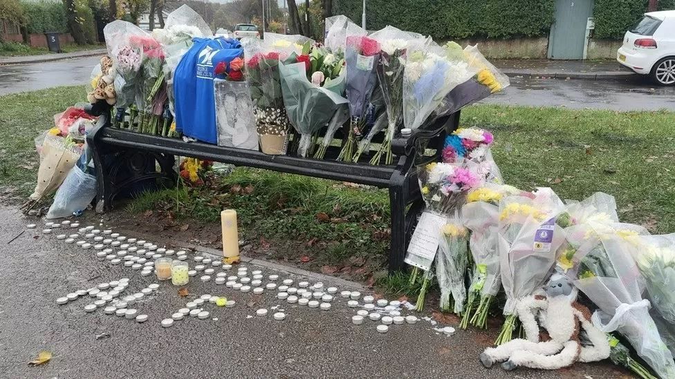 Floral tributes to Alfie Lewis, 15, at the scene of the fatal stabbing in Horsforth, Leeds