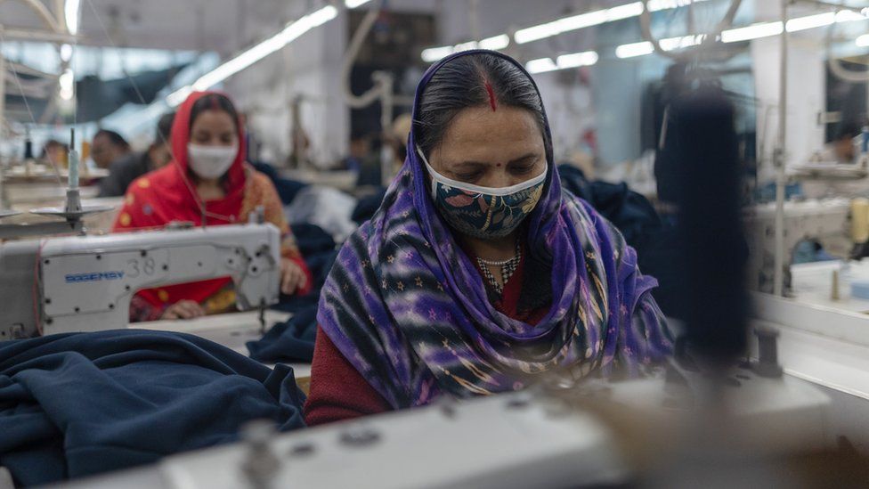 Workers at a garment factory in New Delhi, India.