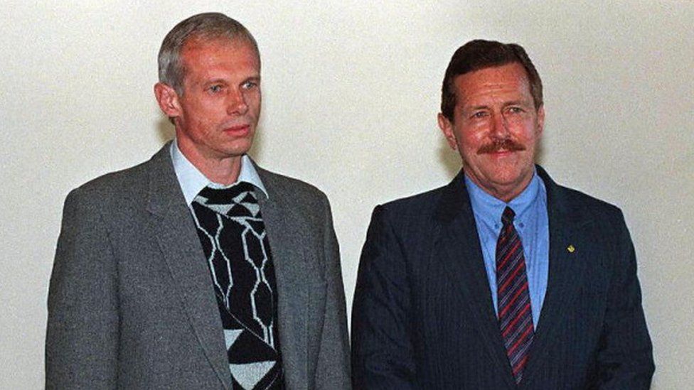 Clive Derby-Lewis (R) with Janusz Walus, the other man committed to life imprisonment for the assassination of Chris Hani