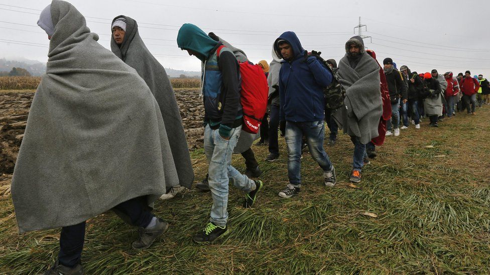 Migrants entering Slovenia from Croatia, 26 Oct 15