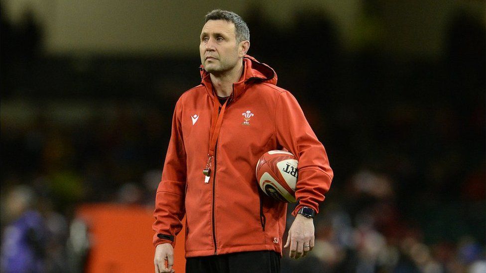 Wales coach Stephen Jones during the pre match warm up during the Guinness Six Nations Rugby match between Wales and France at Principality Stadium on March 11, 2022 in Cardiff, United Kingdom.