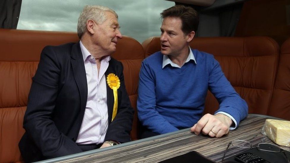 Paddy Ashdown with Nick Clegg on the election trail in 2015
