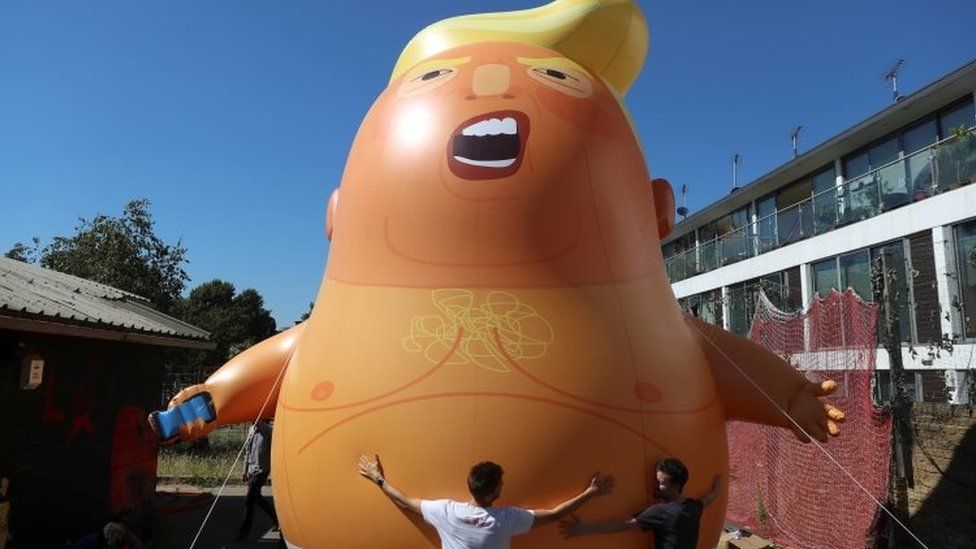 an inflated Donald Trump blimp