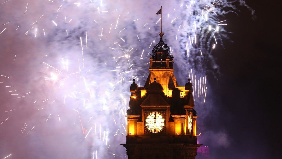Fireworks over Edinburgh Castle during Hogmanay