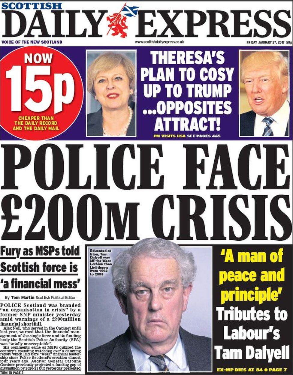 Scotlands Papers Police Crisis And Hate Crime Shake Up Bbc News