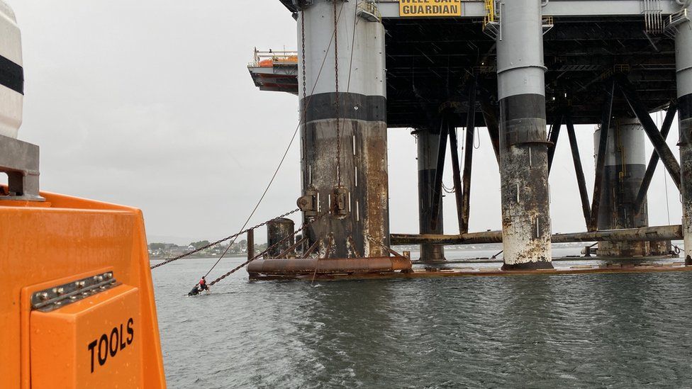 Men Caught By Tide Clung To Oil Rig Anchor Chain Bbc News