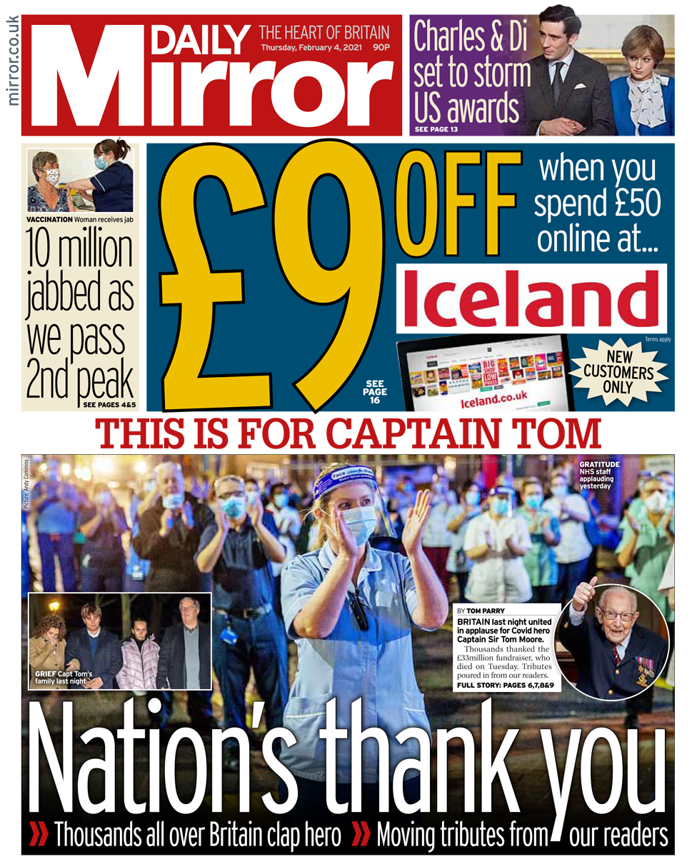 Daily Mirror front page