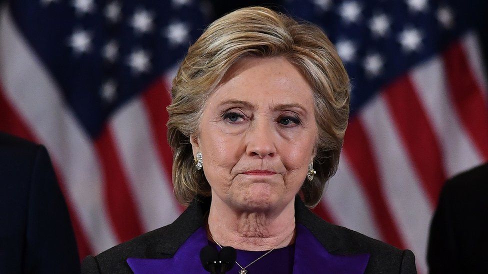 Hillary Clinton conceding defeat, 9 November