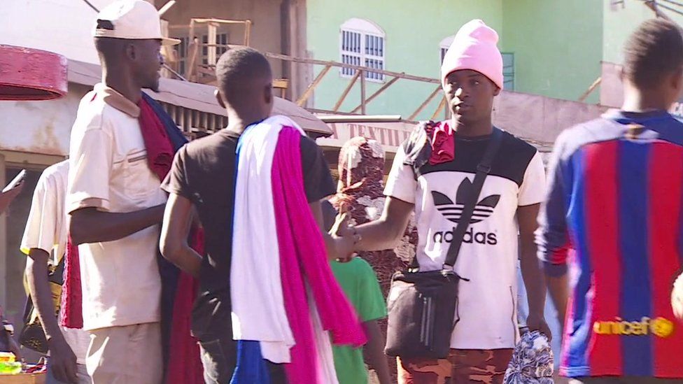 Young Gambians in a street in Banjul