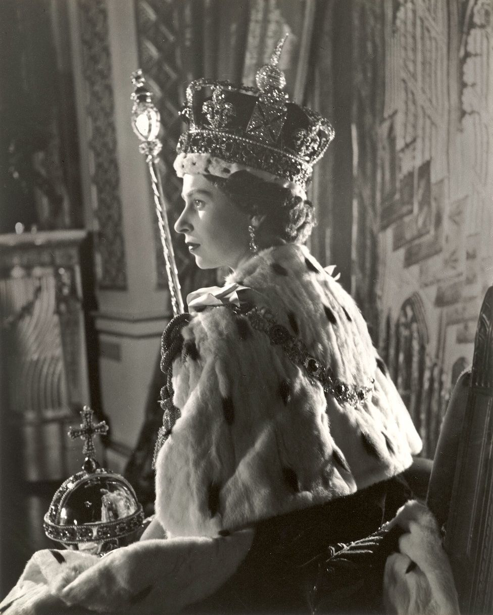 The late Queen Elizabeth II pictured on the day of her coronation