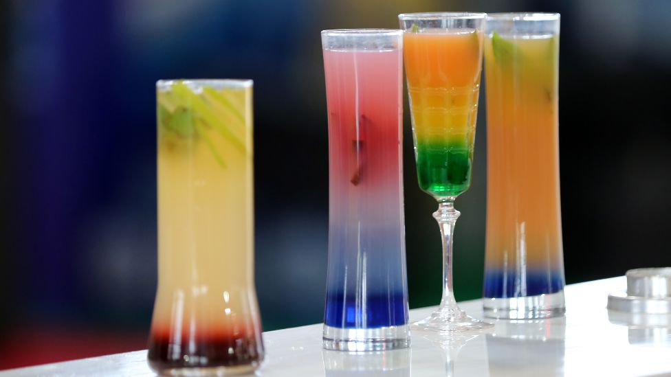 Multicoloured drinks in Algiers, Algeria - Friday 22 July 2022