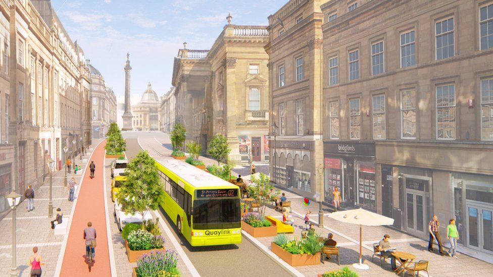 Artist's impression of new Grey Street lay out