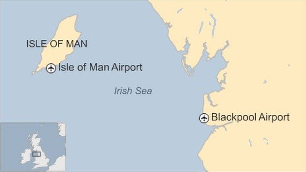 Map of the Isle of Man and Blackpool