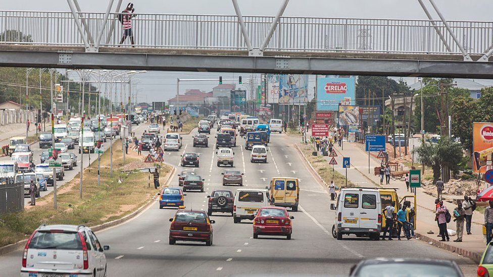 Road traffic in Ghana's capital Accra on September 05, 2016 in Accra, Ghana.