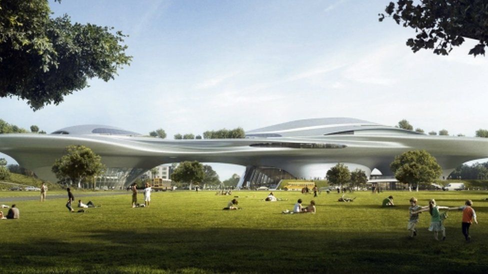 Artist's impression of planned Museum of Narrative Art in Los Angeles' Exposition Park