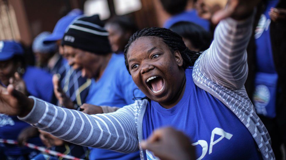 Democratic Alliance supporters protesting in Pretoria in June