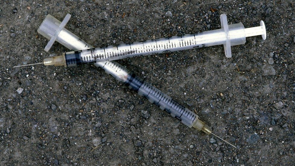 Discarded syringes