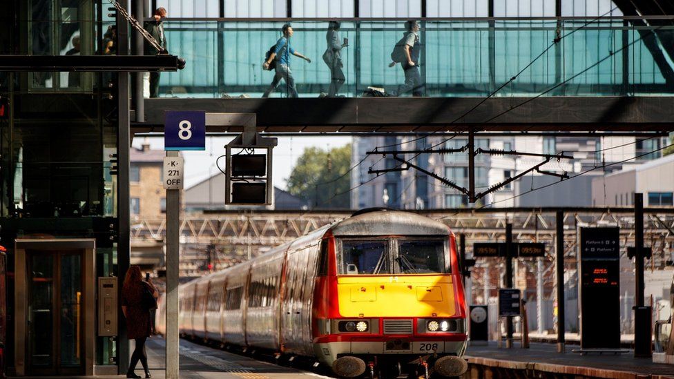 Train arriving at Kings Cross