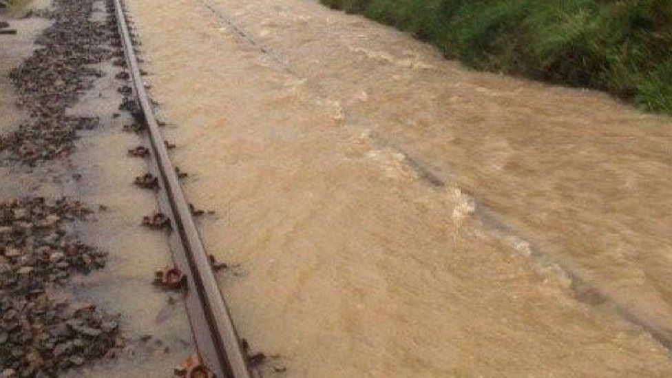 Flooding on rail line