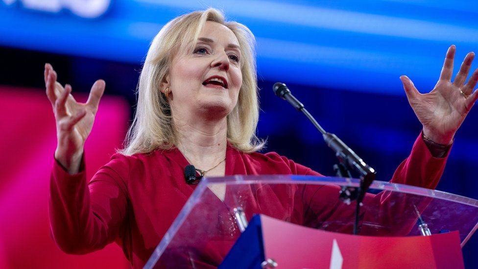 Former British Prime Minister Liz Truss delivers remarks during the Conservative Political Action Conference (CPAC) 2024 at National Harbor, Maryland, USA, 22 February 2024. The Conservative Political Action Conference is an annual political conference attended by conservative activists and elected officials from across the United States and beyond.