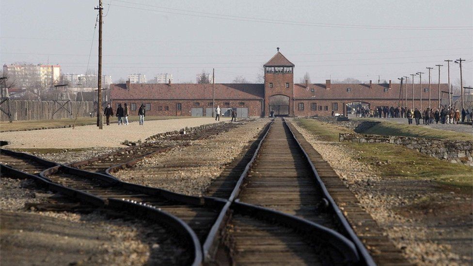 The railway lines that led into the Auschwitz-Birkenau concentration camp in Oswiecim, Poland