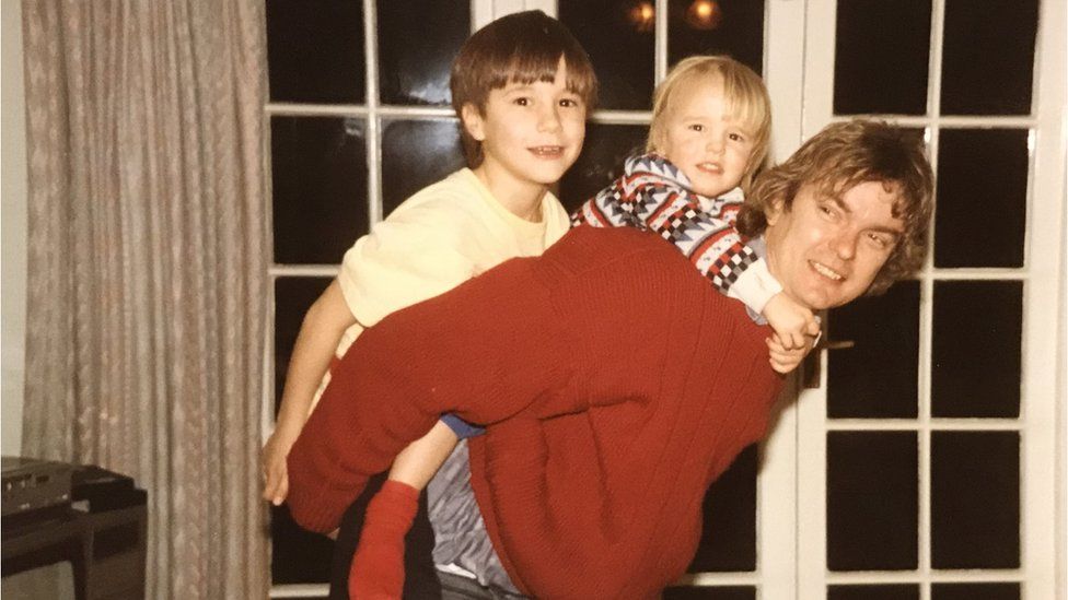 Richard Challen with his sons when they were children