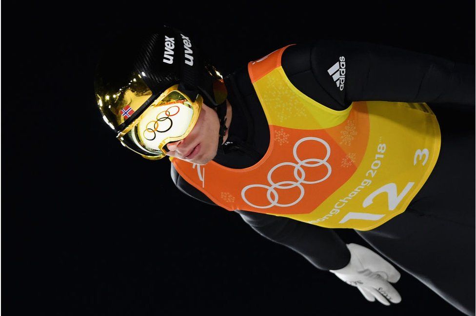 Johann Andre Forfang of Norway competes during the PyeongChang 2018 Winter Olympic Games