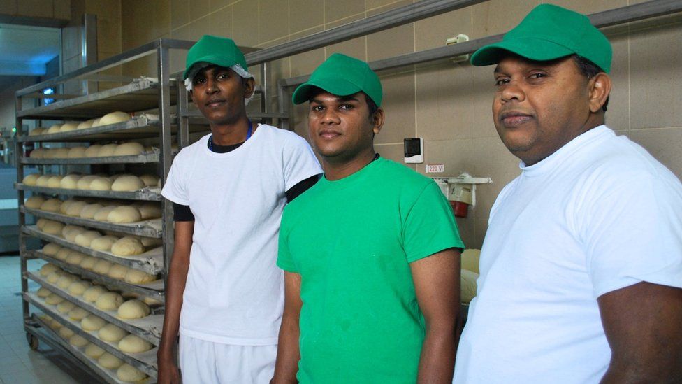 Three Sri Lankan bakers in their Ditrau workplace