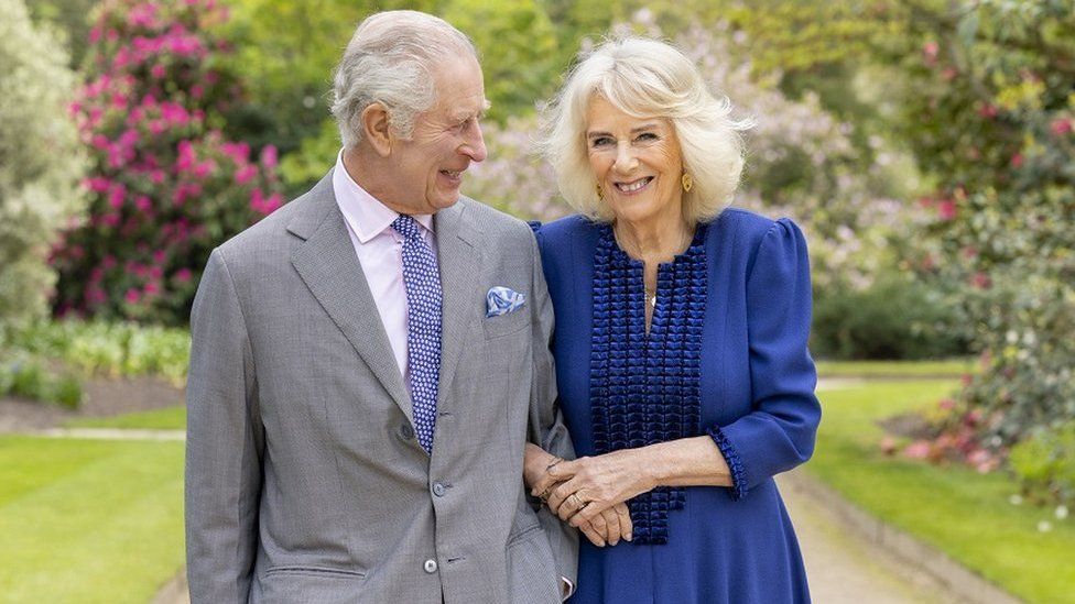 King Charles and Queen Camilla in Buckingham Palace gardens to mark their 19th wedding anniversary
