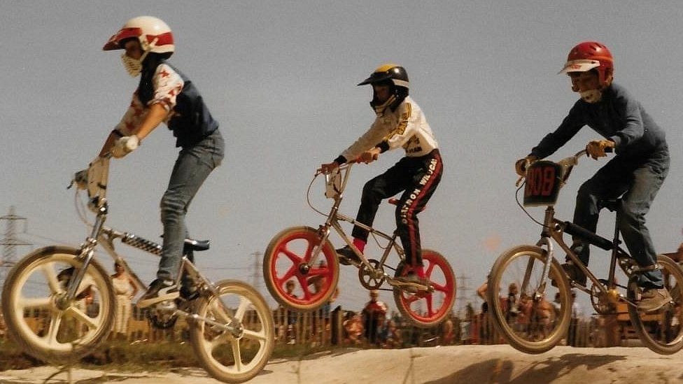 children race at BMX event