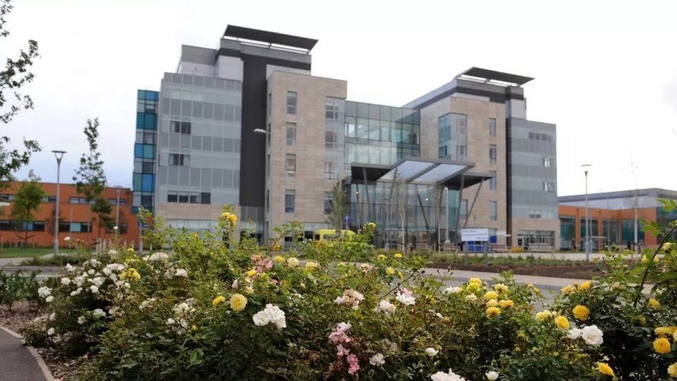 Exterior view of Peterborough City Hospital which has just received a favourable CQC rating for its maternity services