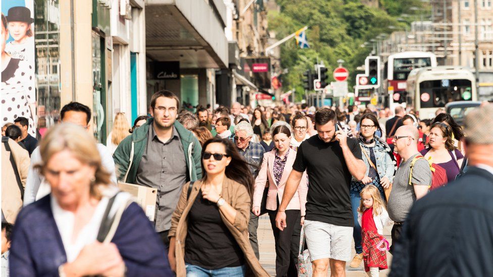 People walking down a street