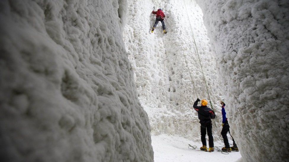Climbers at Ice Factor