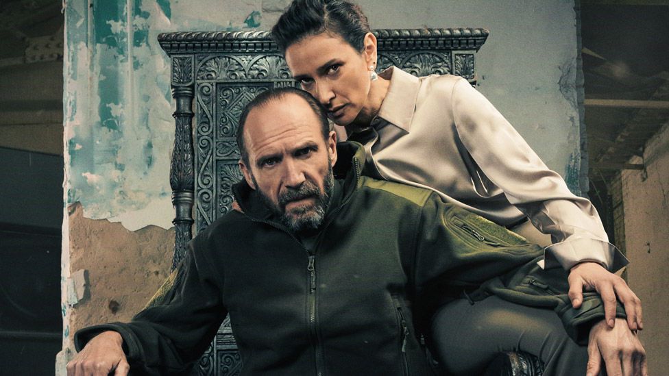 Ralph Fiennes and Indira Varma in a publicity photo for Macbeth