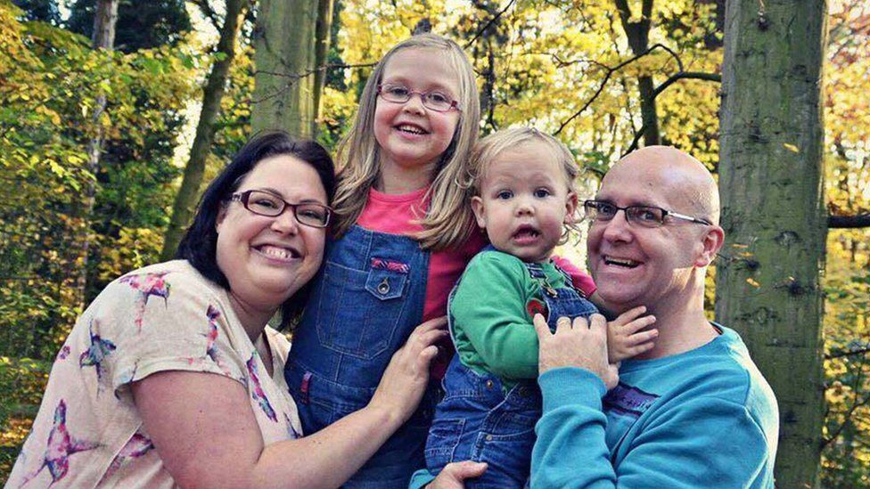 Sarah Allen, left, with Poppy, Jasper and Keith.