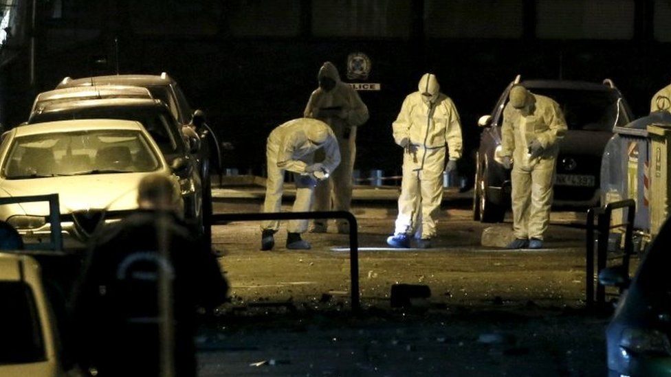 Athens Bomb Explodes Near Greek Parliament Bbc News 