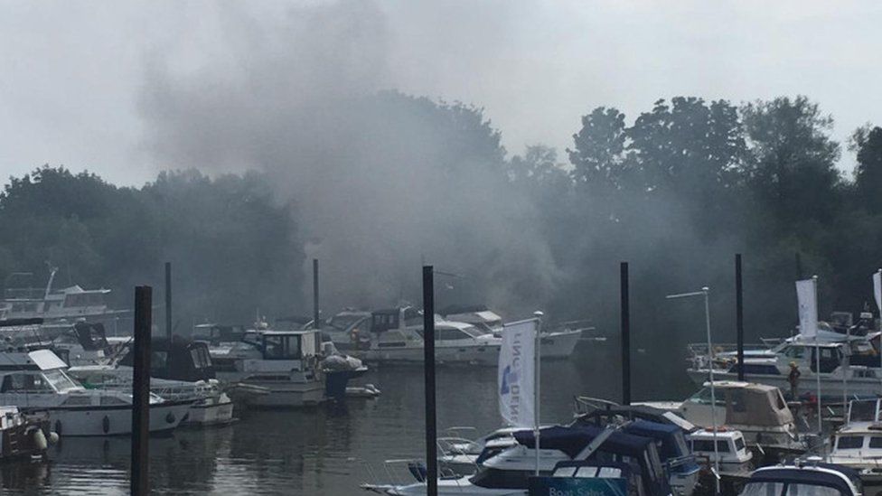 The boat on fire