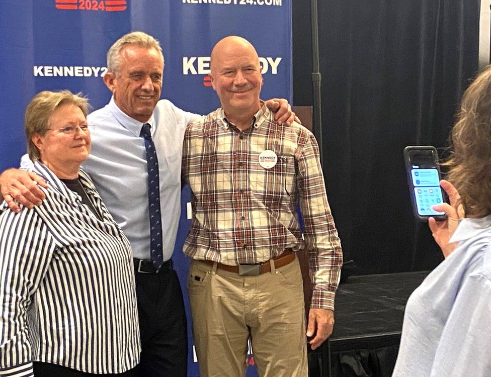 Robert F Kennedy Jr poses with fans after his speech in Michigan