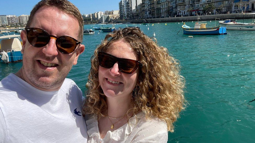 Claire O'Shea on holiday with her partner Rhydian