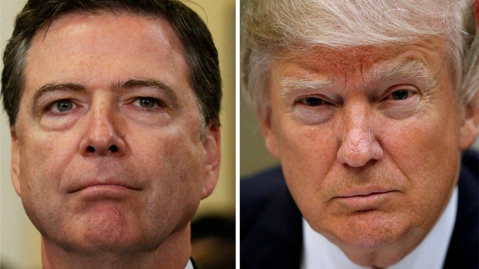 The Former FBI director James Comey and President Donald Trump.
