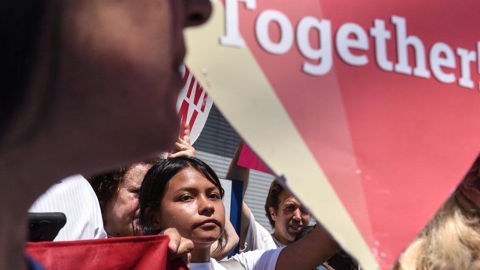 People participate in a protest against recent U.S. immigration policy of separating children - 18 June 2018