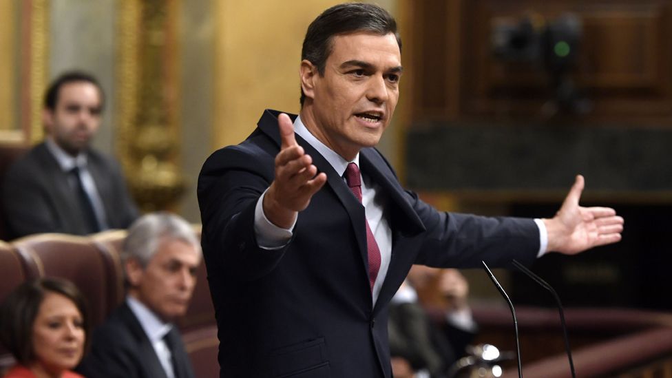 Pedro Sánchez addressing MPs, 7 Jan 20